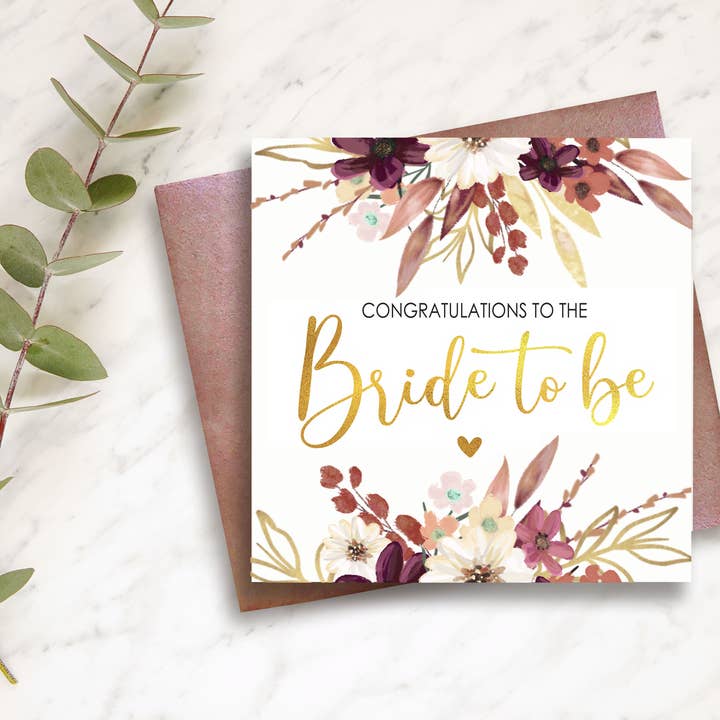 Bride to be card, congratulations, bridal wedding shower for wholesale by LauraFabbriArt