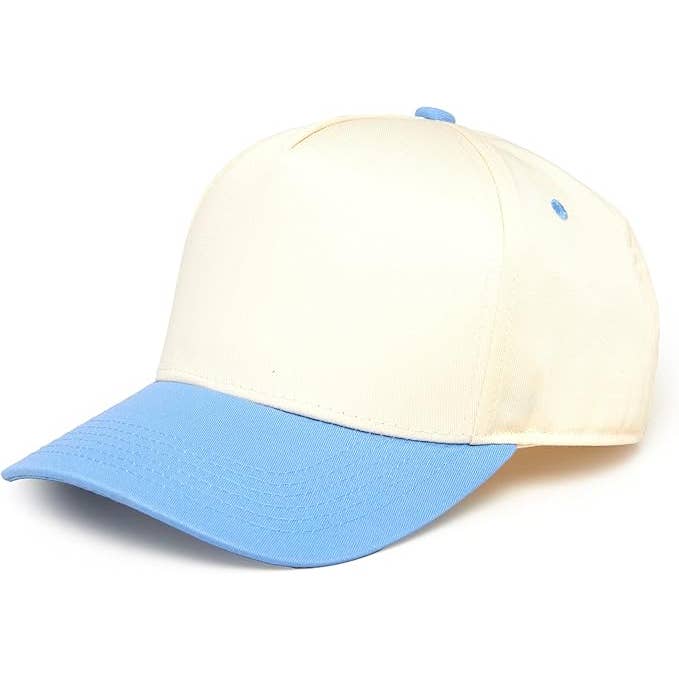 Two Tone Vintage Snapback Hat - Light Blue/Beige and other Purchase Wholesale snapback hats. Free Returns & Net 60 Terms on Faire trending on Faire.