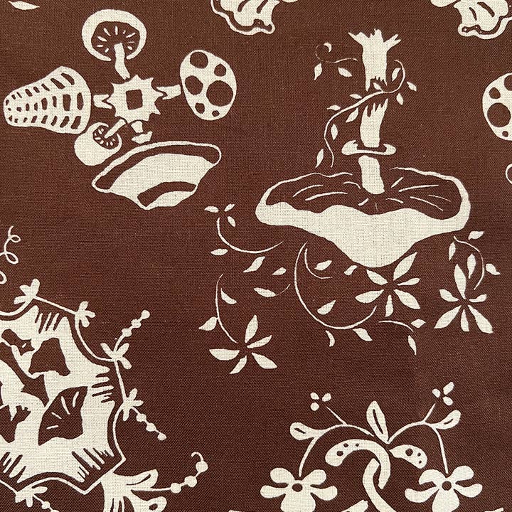 Morning Paper dot Design - Wholesale Bandana - Women's - Mushroom Patterned Brown Cotton Bandana4
