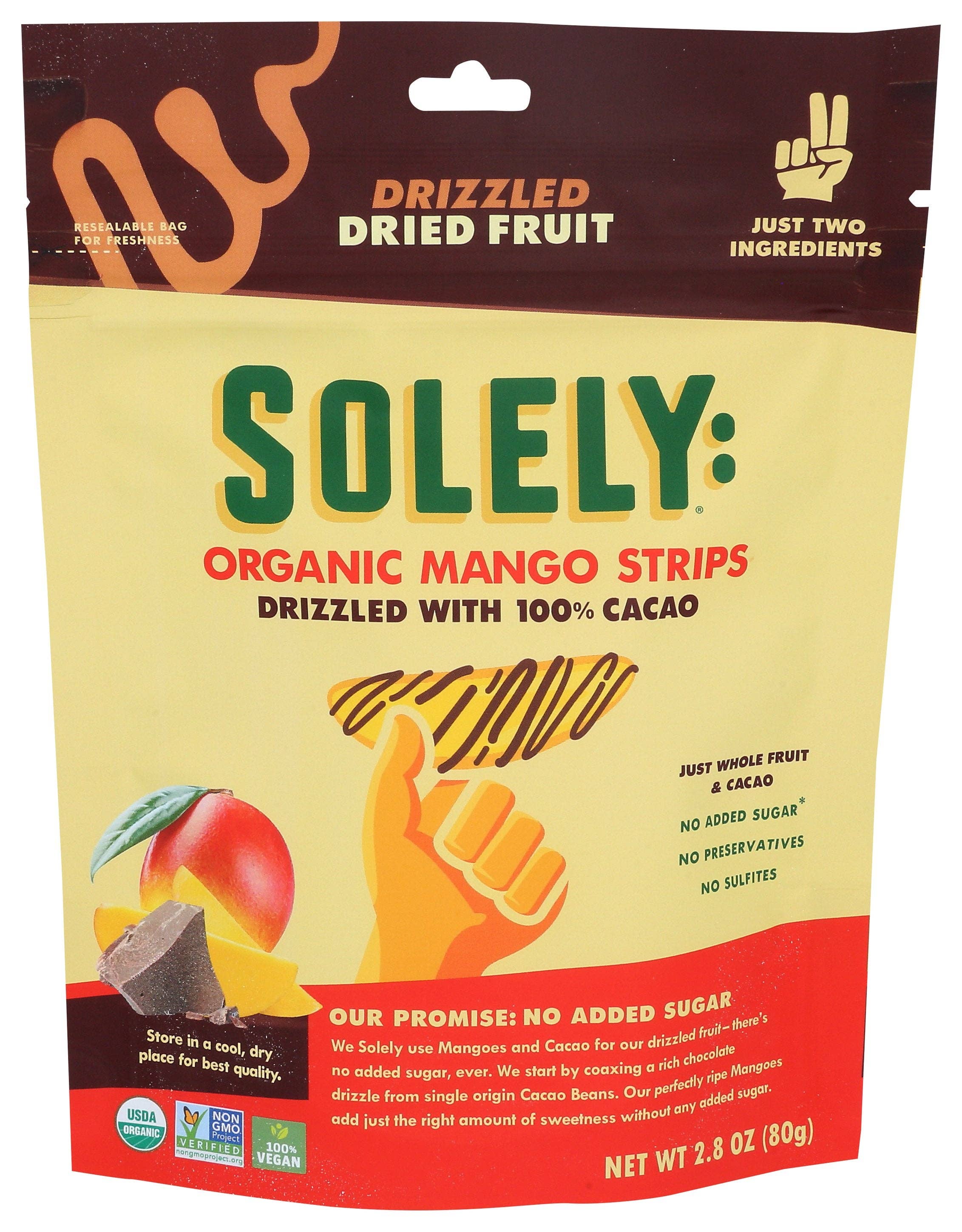 Everyday Supply Co - Wholesale Dried/Dehydrated Fruit - SOLELY MANGO CACAO DRIED STRIPS - Case of 8