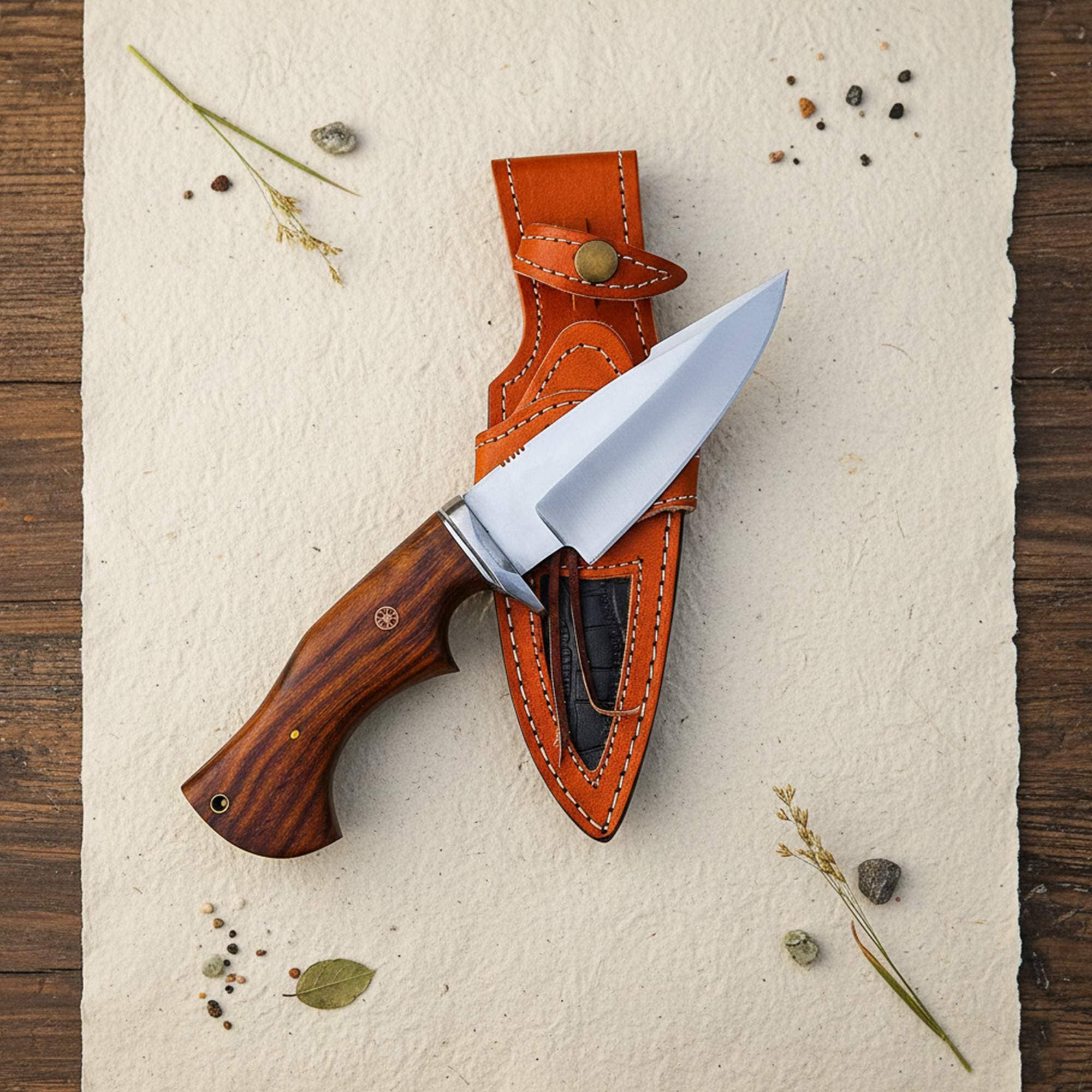 FH KNIVES - Wholesale Pocket Knife/Holder - 10' Handmade Stainless steel knife with leather sheath