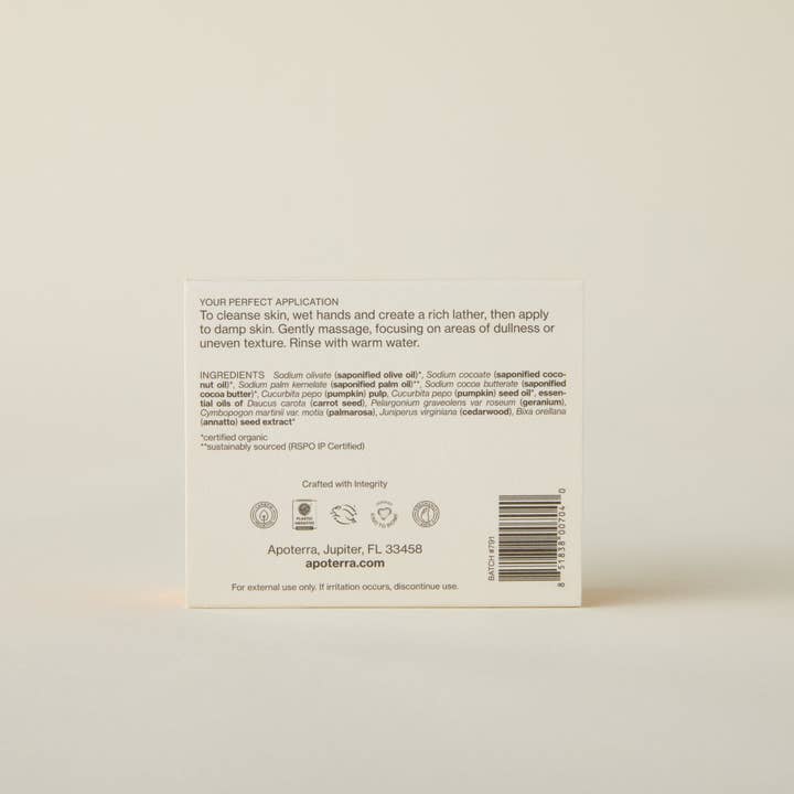 Apoterra - Wholesale Facial Cleanser - Pumpkin + Wild Carrot Complexion Soap10