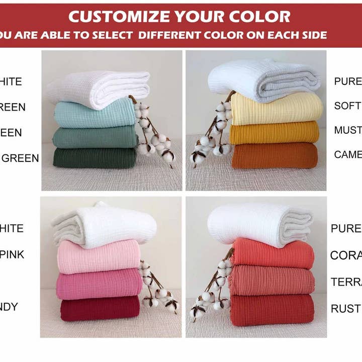Aseel - Wholesale Travel Blanket - Green Muslin Blanket, Dual Color