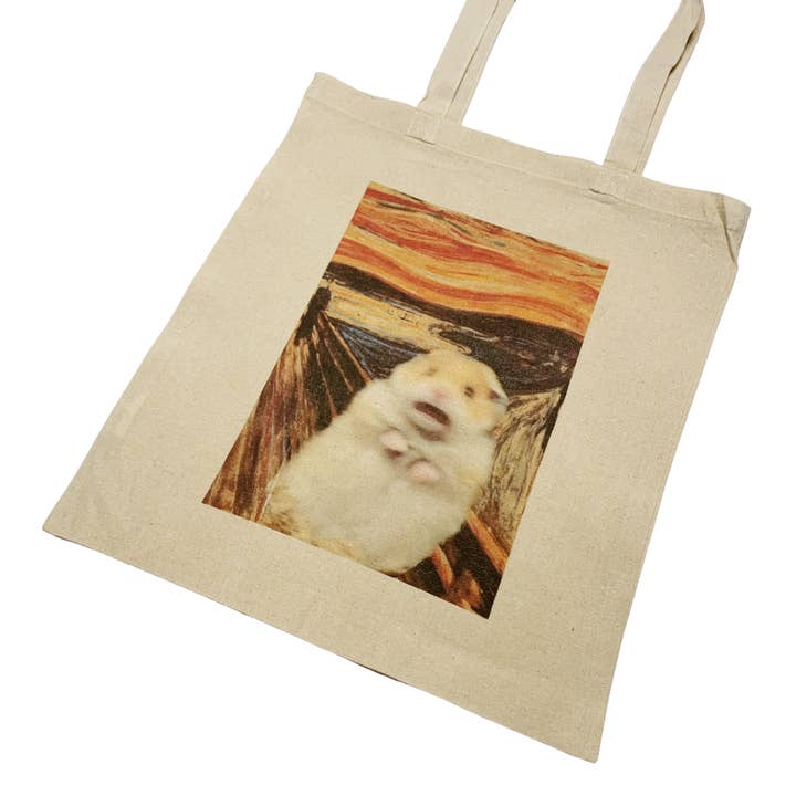 ZZZEBRAAA LIMITED - Wholesale Tote Bag - Unisex - The Scream Hamster Meme Tote Bag Vintage Art Meme