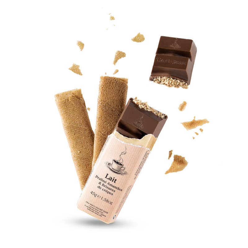 Café-Tasse - Wholesale Chocolate - Almond praline milk and pancake chips (stick, per 15)