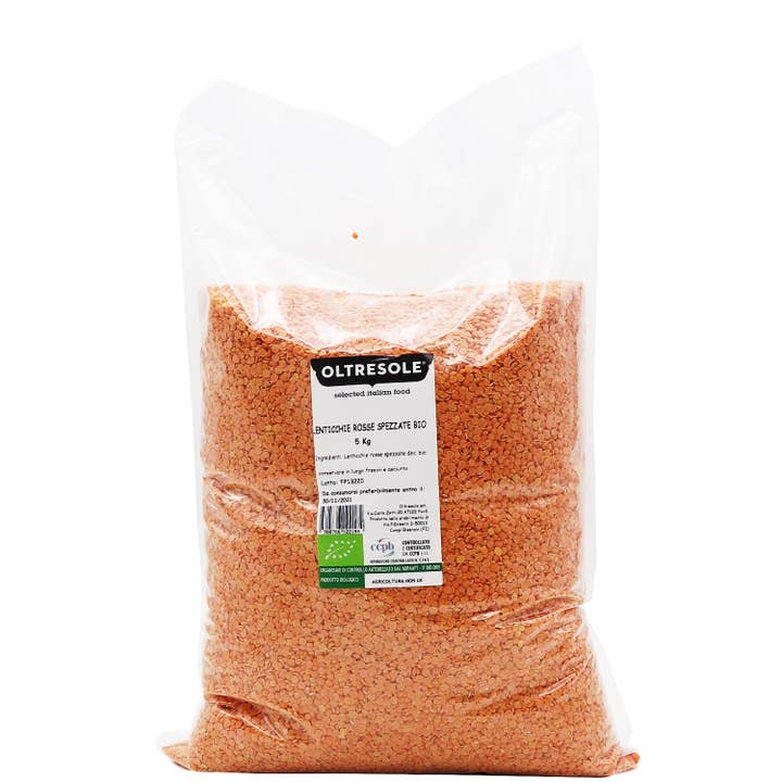 Oltresole – Großhandel Bohnen – Gebrochene rote Linsen aus biologischem Anbau 5 kg