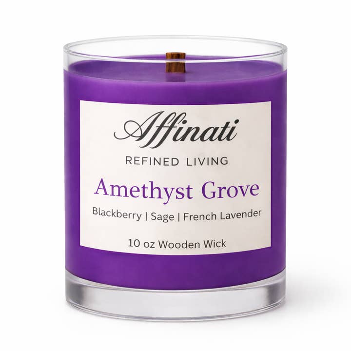 Amethyst Grove Holzdochtkerze – Luxus 10 oz Soja-Mischung | Affinati für den Großhandel von Affinati