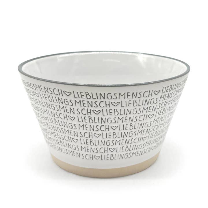 Müslischale "Lieblingsmensch", grau für den Großhandel von Mea-Living