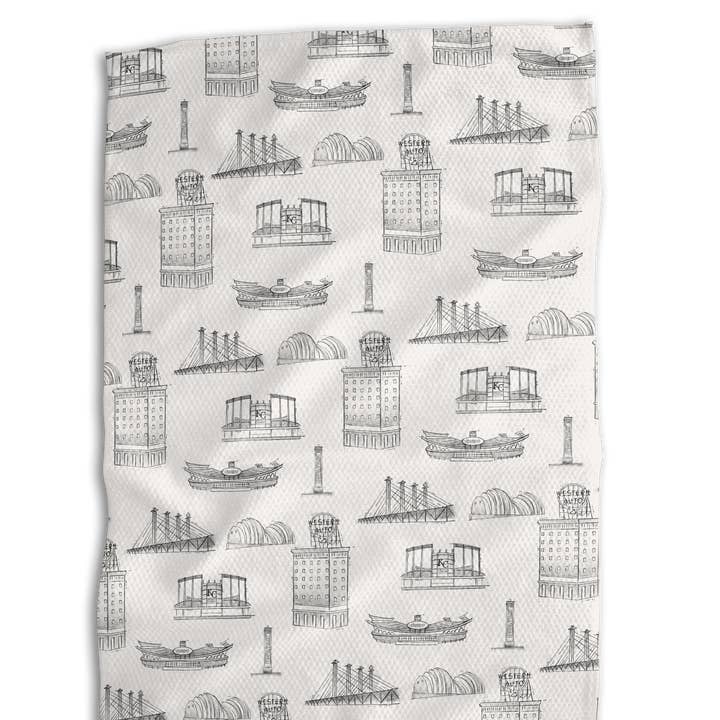 Absorb-Lumen - Wholesale Tea Towel - KC Sketch White 18x30 Work-harder Double-Sided Towel0