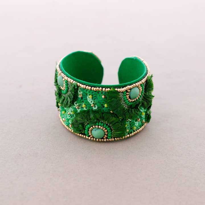 Adjustable Ethnic Bracelet Sequins Pompons for wholesale by Sonata