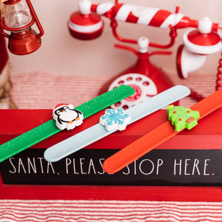 Frog Sac - Wholesale Light-Up Toy - Kids & Baby - Light Up LED Christmas Slap Bracelets - 3 Pack