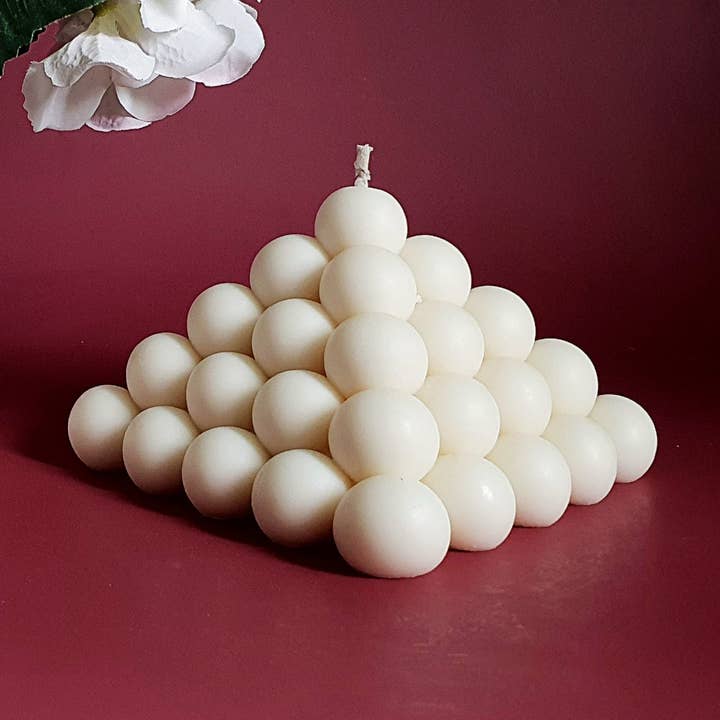 Trokut | Moulded Sculptural Bubble Pyramid Pillar Candle for wholesale by Maison De Lueur