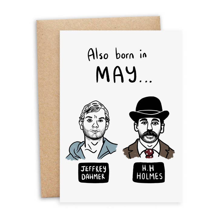 Serial Killer | May Birthday Card for wholesale by Debmon Design