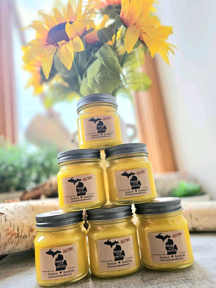 Mini Mason Jar Candle - Summer Sunflower for wholesale by Kymora Kandles