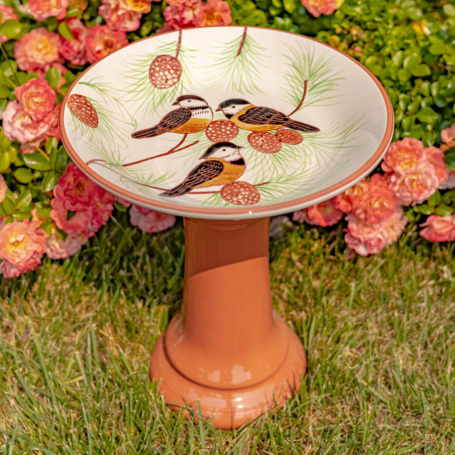 Zaer Ltd. International - Wholesale Bird Bath - 15 Inch Tall Porcelain Birdbaths- 6 Options8