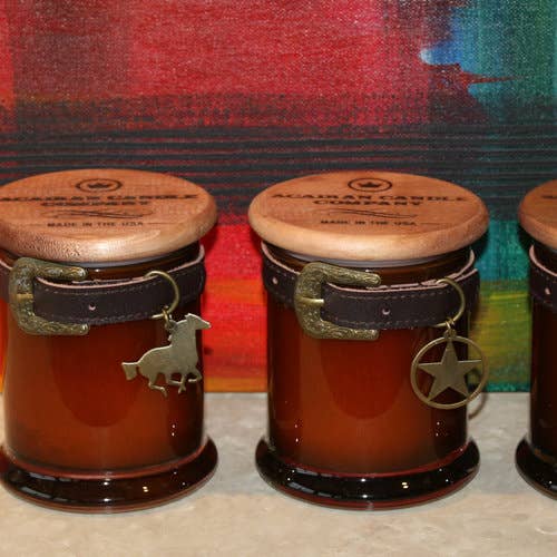 Western Belt Buckle Candles 10 oz. for wholesale by Acadian Candle Company