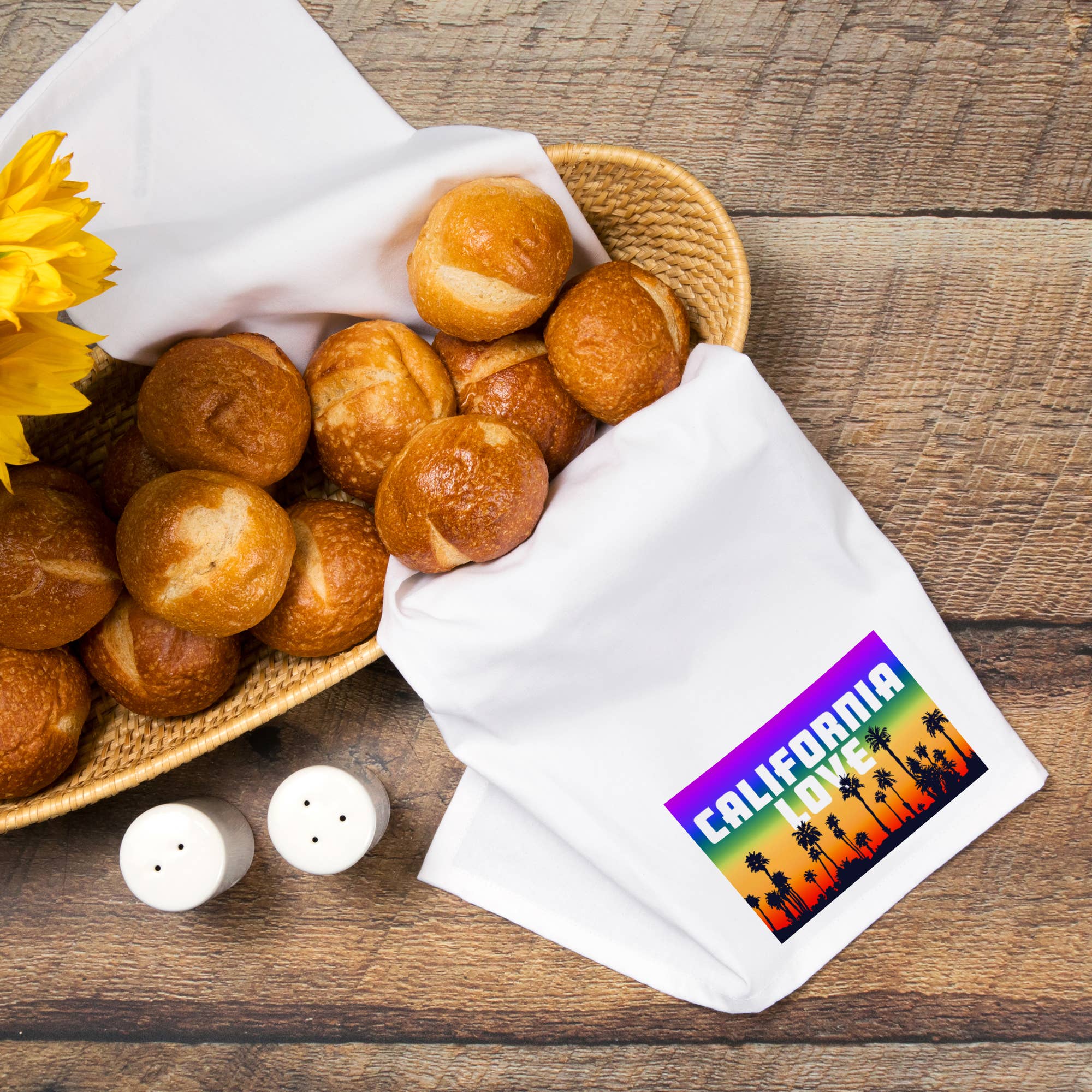 Lantern Press – wholesale Tea towel – ORGANIC TEA TOWEL California Love, Palm Trees, Pride Rainbow7