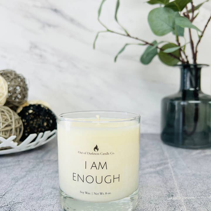 Out of Darkness Candle Co - Wholesale Jar/Filled Candle - I Am Enough Affirmation Candle, Soy Wax Intention Candle7