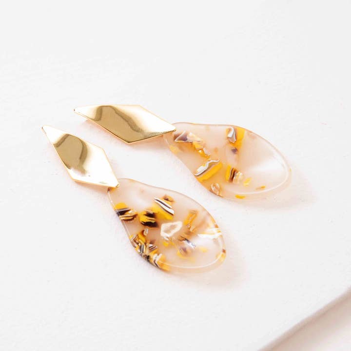 Lovoda - Vente Boucles d'oreilles pendantes - Boucles d'oreilles pendantes goutte à goutte jaune (14K)2