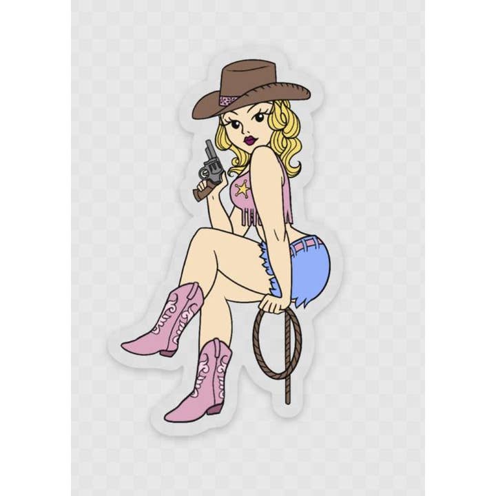 Cowgirl pin-up sticker voor wholesale door Lust + Lore