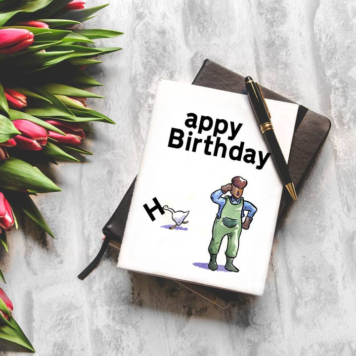 Aaron Millard Illustration – postal de parabéns por atacado – “Appy Birthday” - Cartão de Aniversário do Goose Thief Funny Gamer4