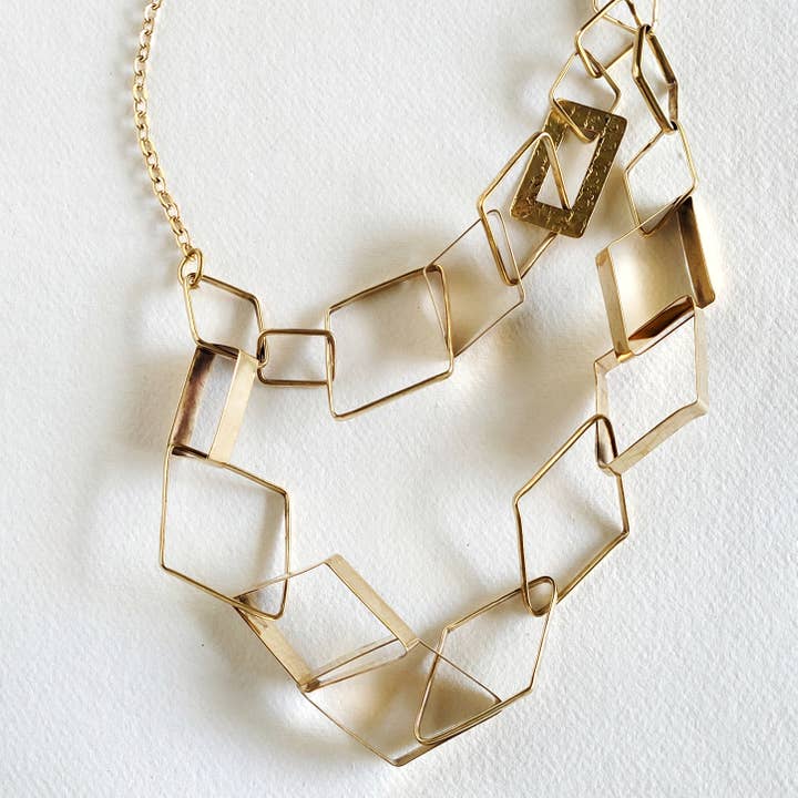 Bisjoux - Wholesale Link & chain necklace - Brass Chain link necklace geometric abstract handmade