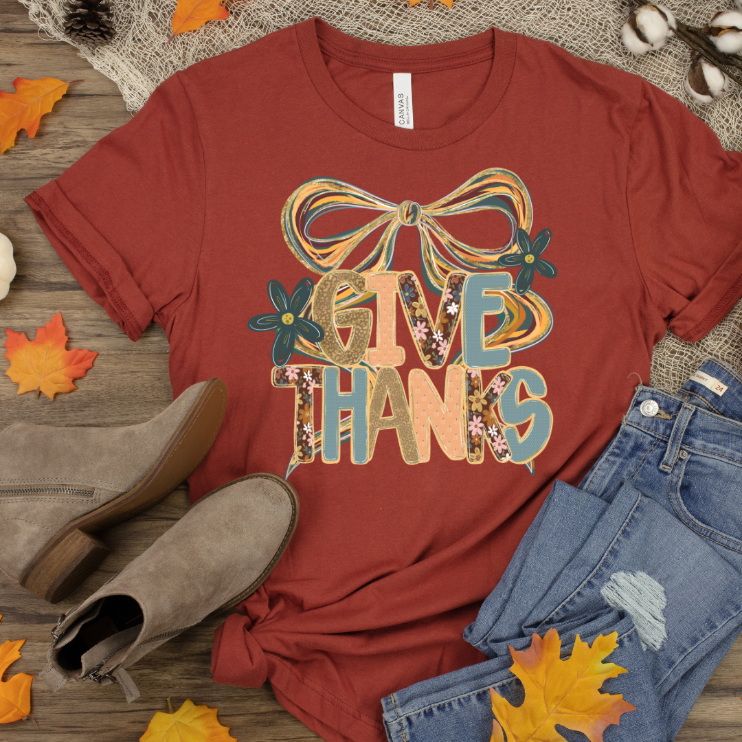 Bella Rust Give Thanks Graphic Tee for wholesale on Faire0