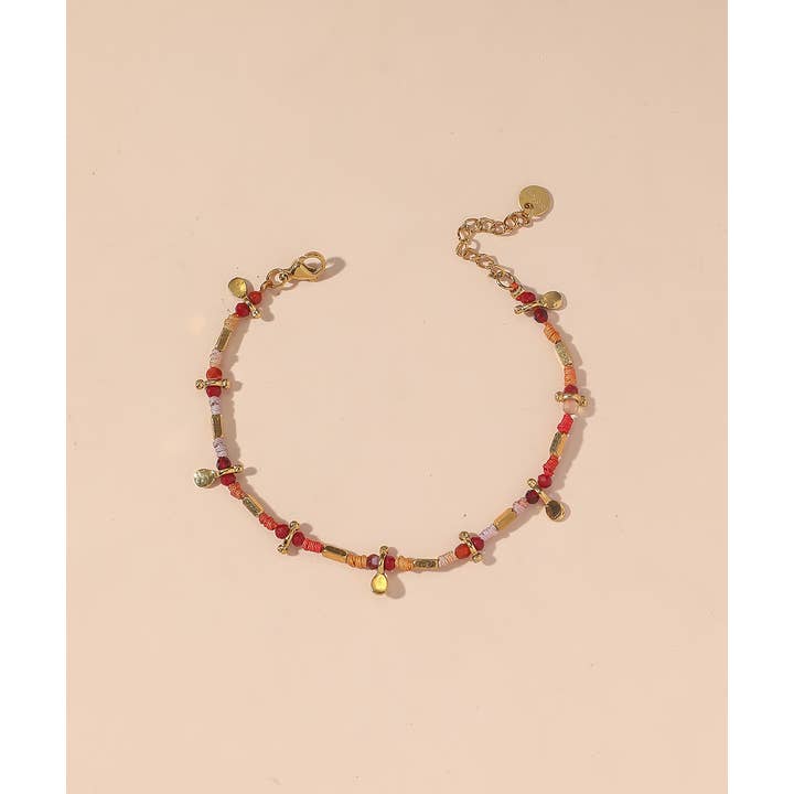 Blossom bijoux - Wholesale Woven/Braided Bracelet - Stainless steel cord bracelet with crystal beads 25BRA0016