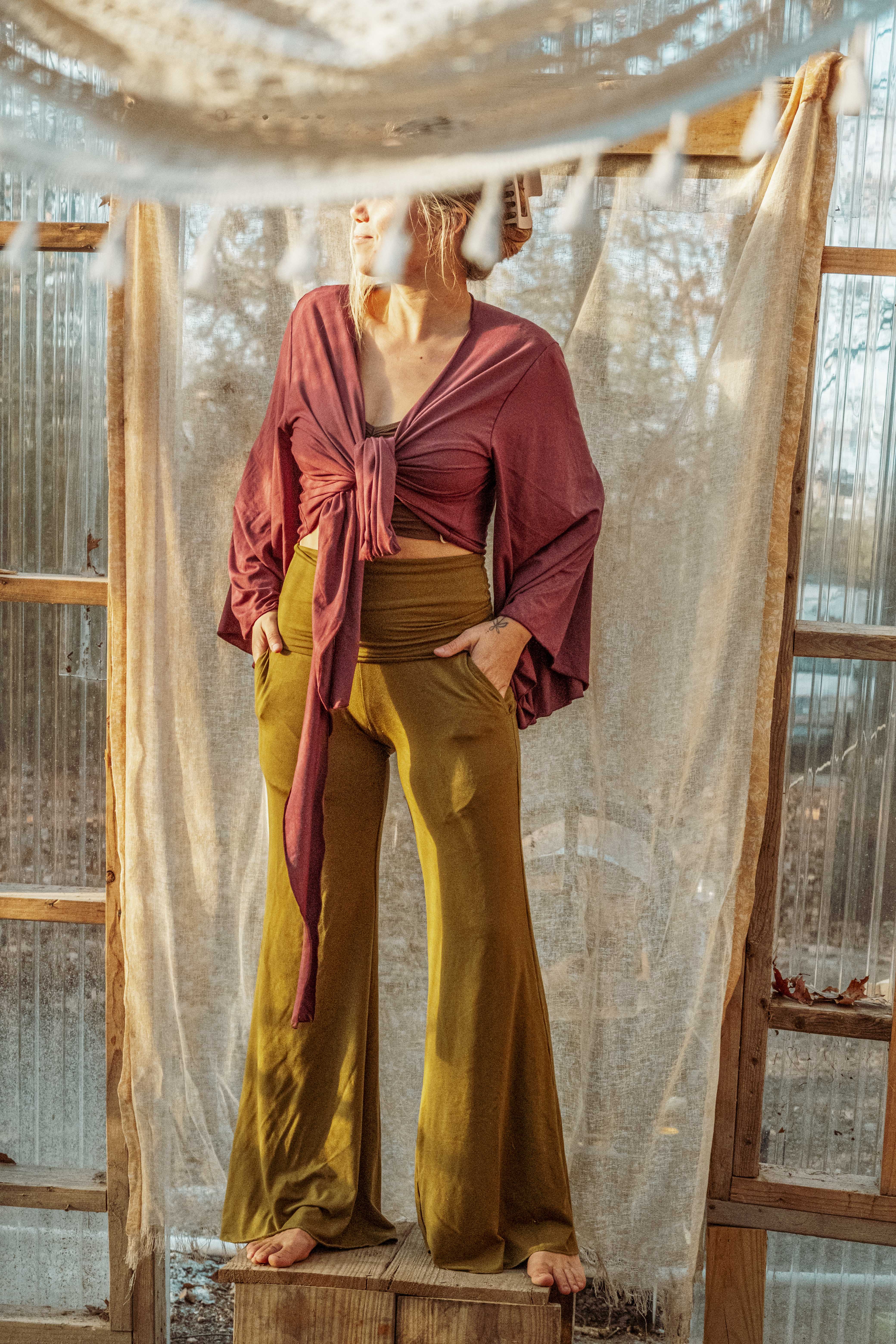 Gardenbelle Shop - Vendita all'ingrosso Camicetta - Donna - Top avvolgente yoga boho a maniche svasate OrganicEcoVero comodo19