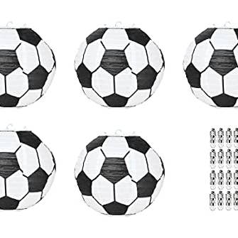 Hangende voetballantaarns met verlichting, set van vijf voor wholesale door Mandala Crafts