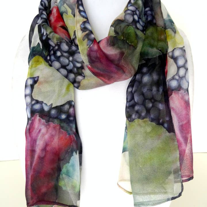 Silk Squirrel - Vendita all'ingrosso Sciarpa - Donna - Sciarpa di seta Winery Art - Sciarpa trasparente per lei1