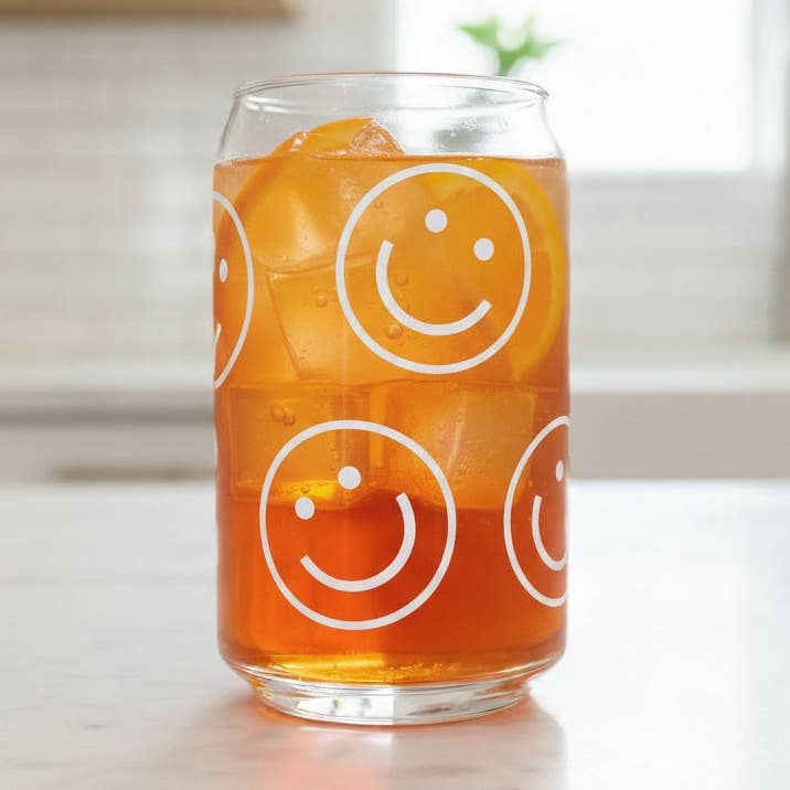 cool people club - Wholesale Drinking Glass/Cup - Can glass with print "Smileys"0