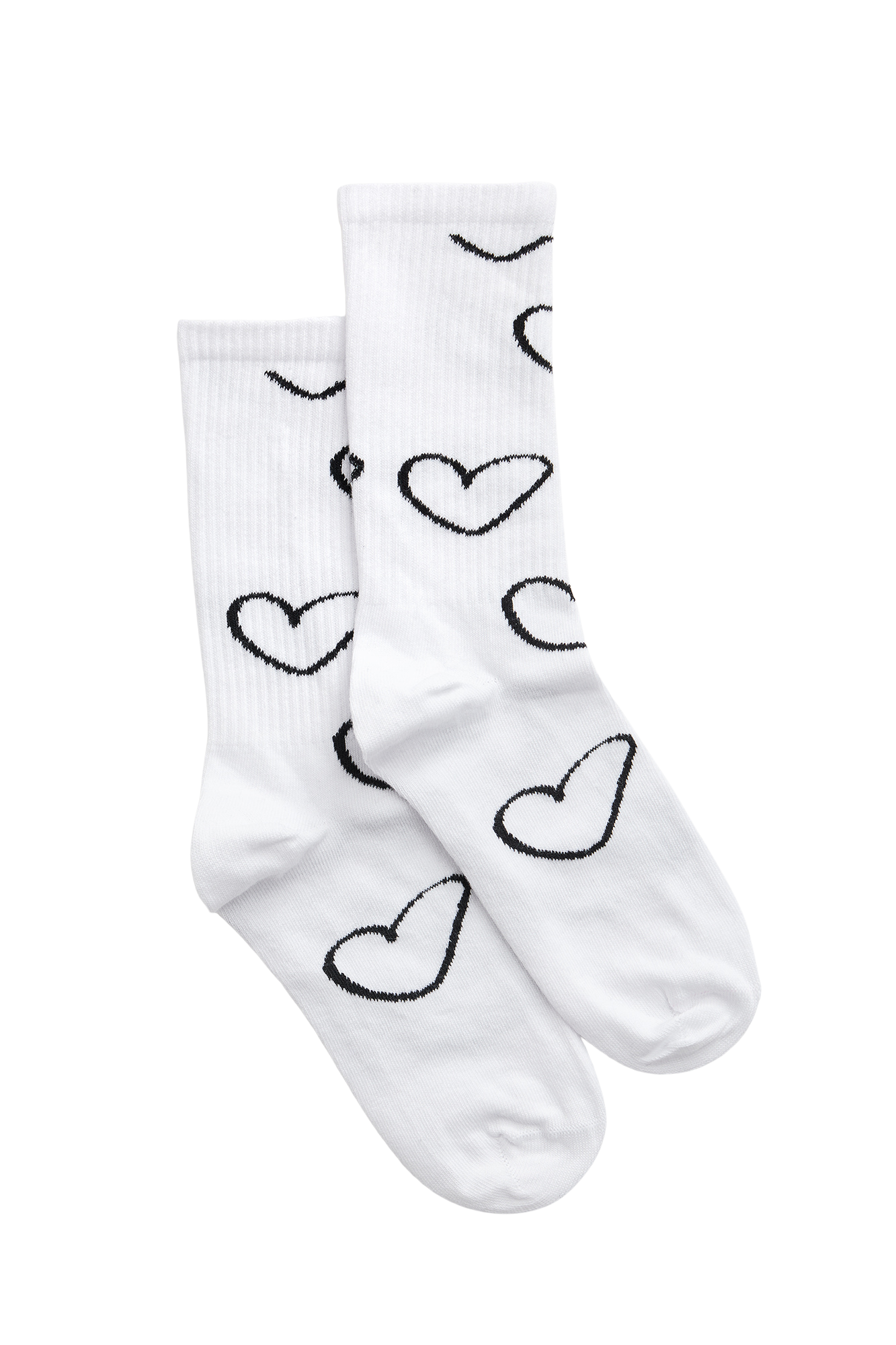 Natural Vibes - Wholesale Socks - Unisex - Doodle Heart Socks - White Organic Crew Socks with Hearts3