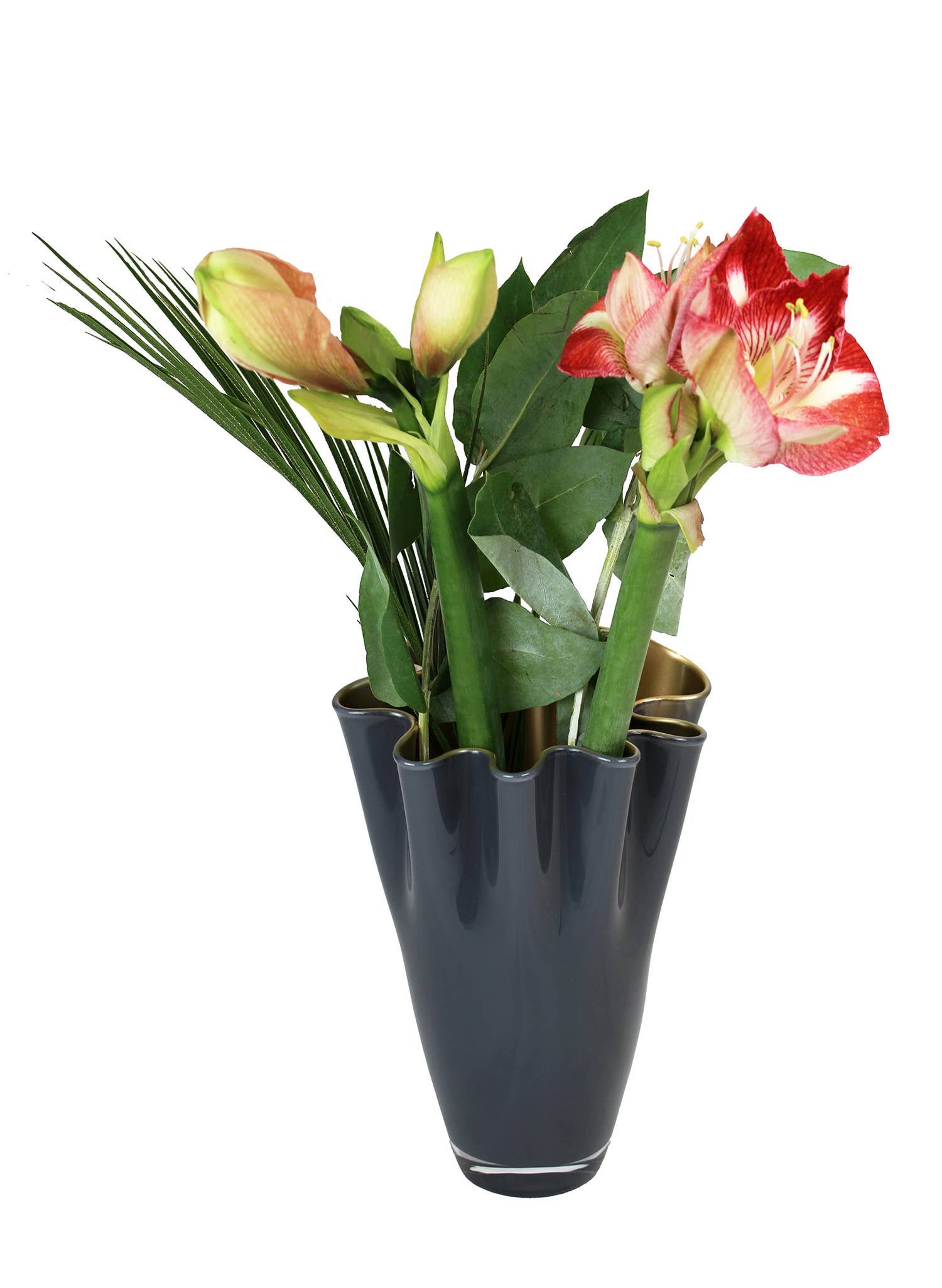 Signature Home Collection GmbH - Vente Vases - Vase de Table en Verre Bicolore Gris et Or Ondulé3