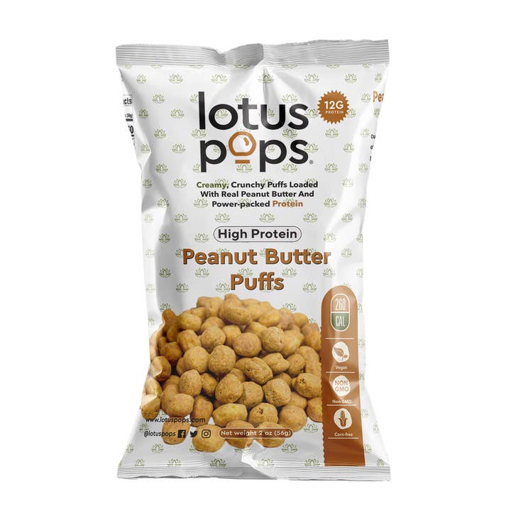 Lotus Pops - Wholesale Puffed Snack - High Protein Peanut Butter Puffs 2oz1