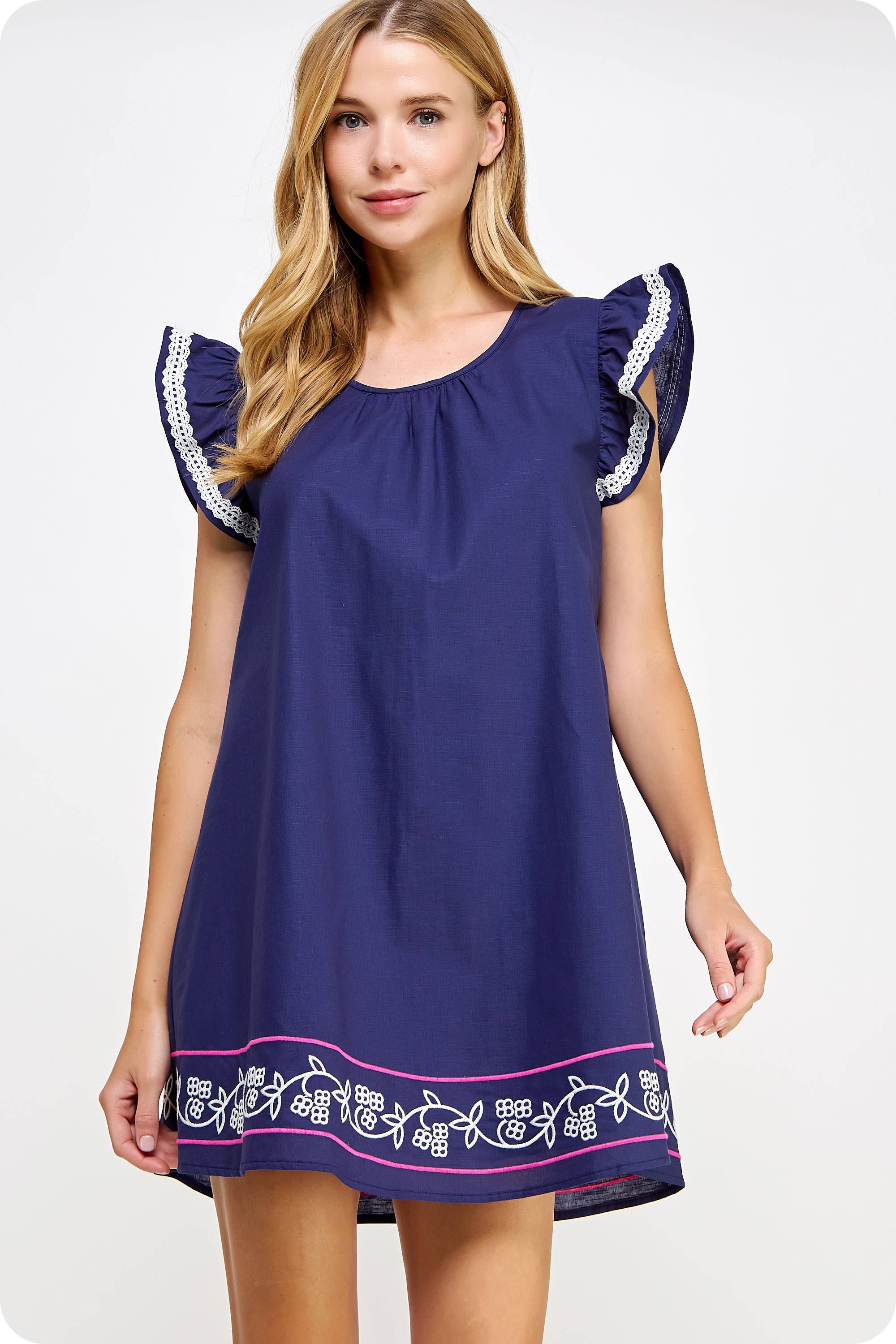 Strut & Bolt – Vestido - Mulher por atacado – Mini vestido bordado de manga flutter9