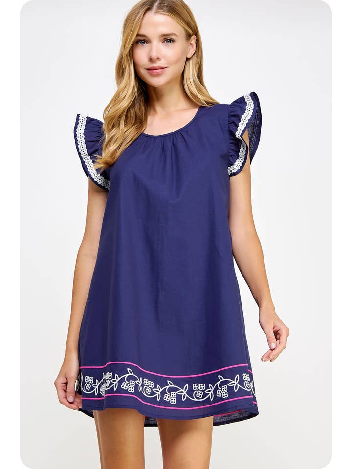 Strut & Bolt – Vestido - Mulher por atacado – Mini vestido bordado de manga flutter9