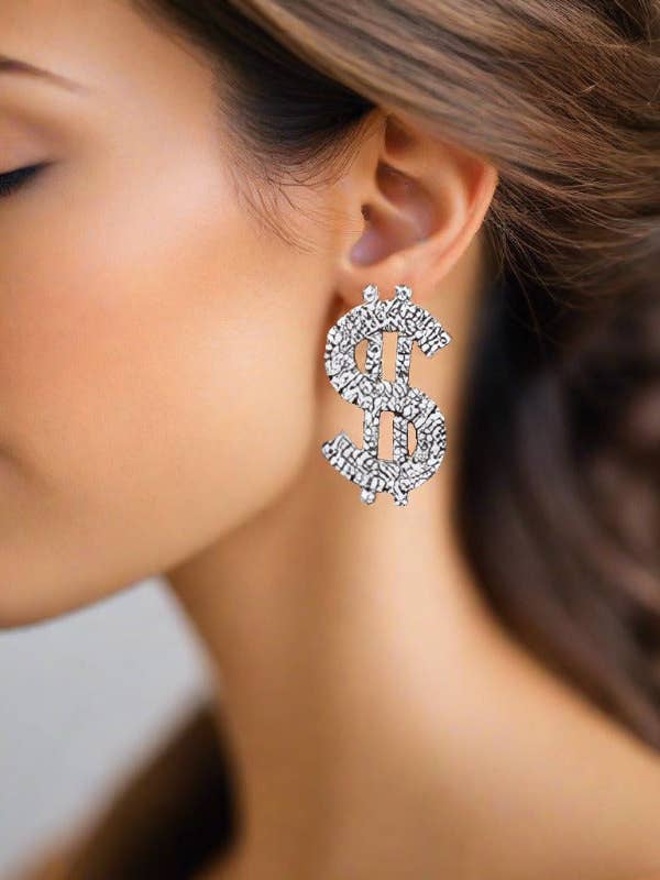 Orecchini con strass Money Sign per la vendita all'ingrosso da parte di RabenBeads