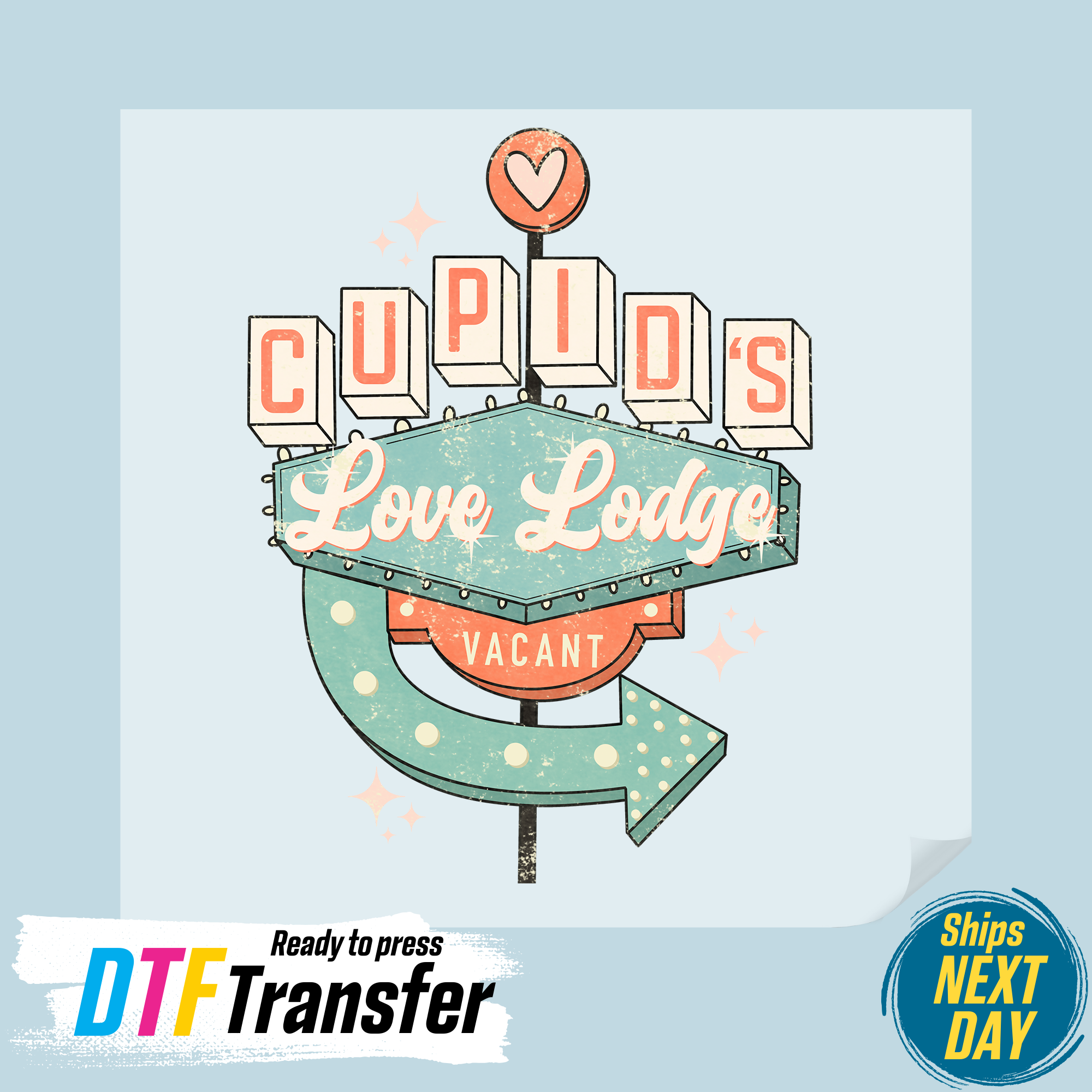 DTF Office - Wholesale Sublimation Transfer - Cupid's Love Lodge Vacant DTF Transfer0
