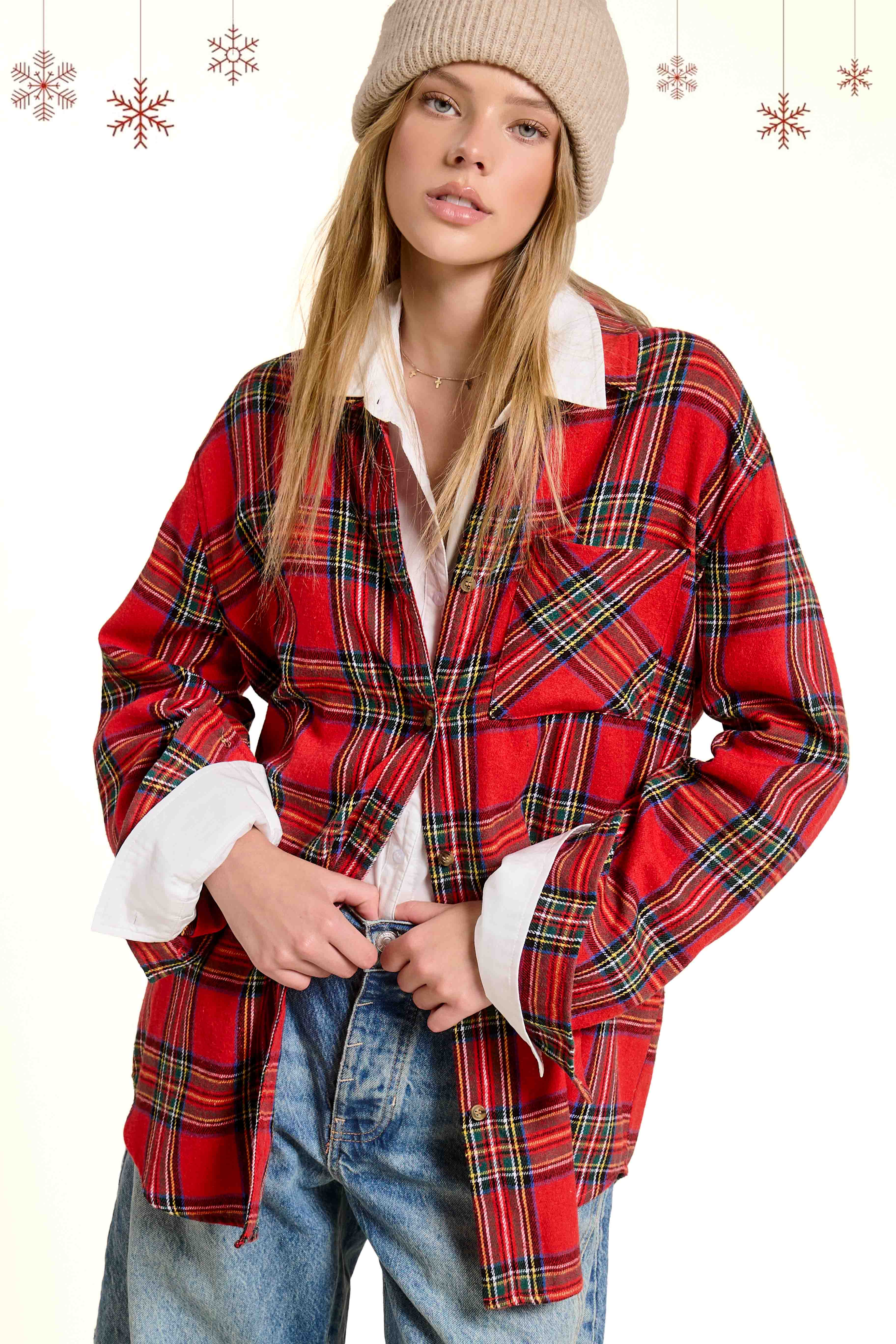 La Miel – Großhandel Hemd mit Button-down-Kragen – Damen – La Miel Locker sitzendes Hemd mit Knopfleiste und weichem kariertem Stoff2