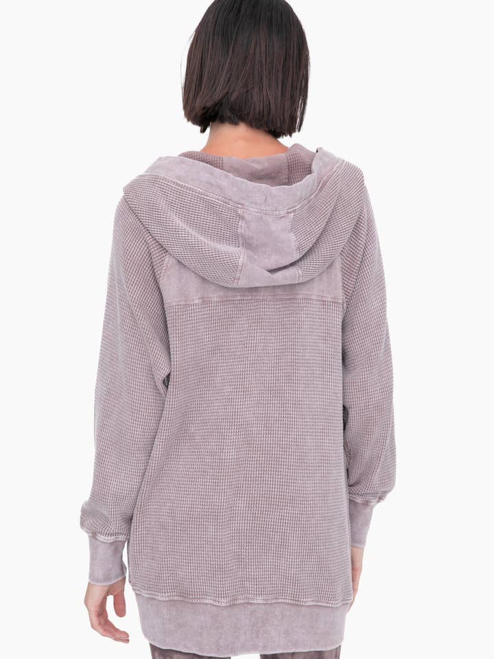 Mono B - Wholesale Hoodie – Women's - Oversized Mineral-Washed Zip-Up Hooded Jacket6