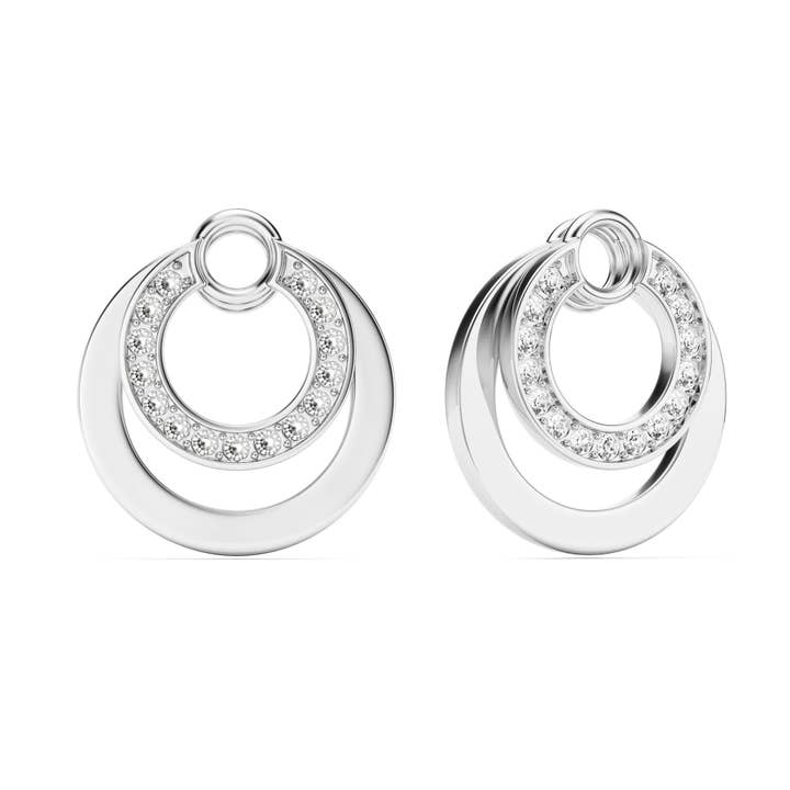 Circle Double Mix Charms Clear Crystal Rhodium Plated for wholesale by My Jewellery Story