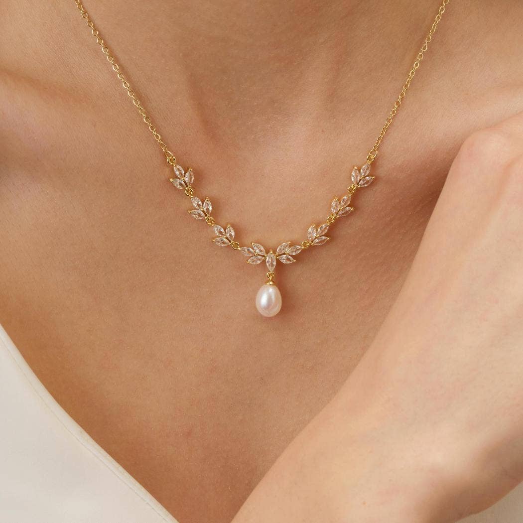 Drrtymagic - Vente Bracelets à breloques/pendentifs - Collier de perles d'eau douce avec ensemble de bijoux en perles et diamants CZ3