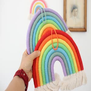 Mini Macrame Rainbow Wall Hanging - at home with Ashley