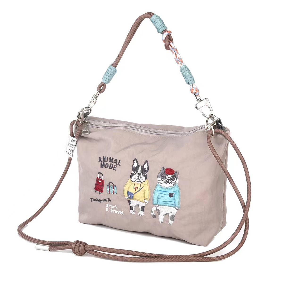 U PLUS INC - Wholesale Crossbody Bag - Unisex - Kusuguru Japan Embroidered Cat Multi-Use Crossbody Bag1