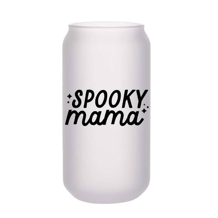 18 oz Spooky Mama Frosted Beer Can Glass, Halloween Cup for wholesale by Amber Marie Design