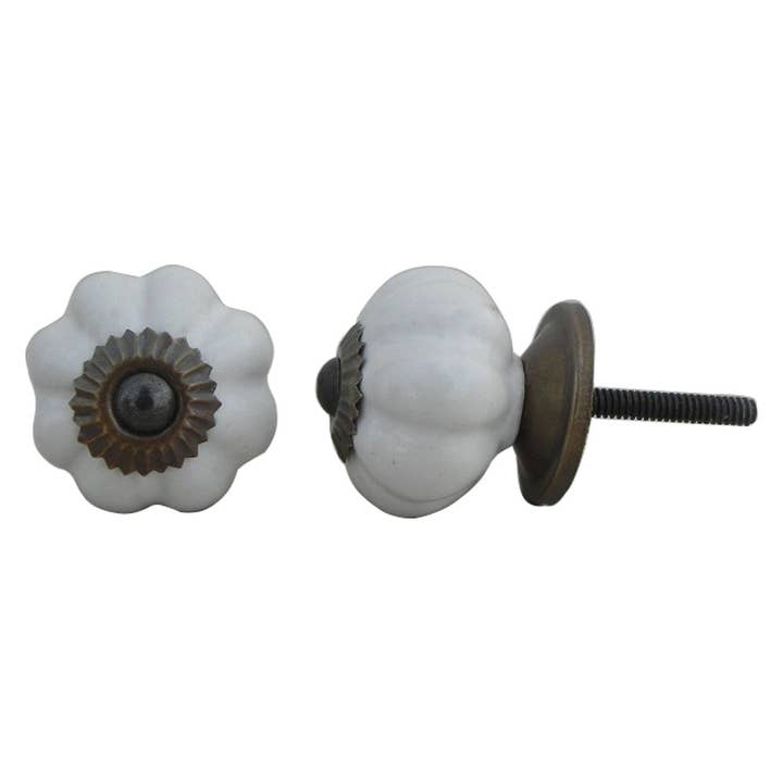 Pumpkin Cupboard Dresser Knobs Ceramic Kid Room White Handle for wholesale by Daana Paani LLC