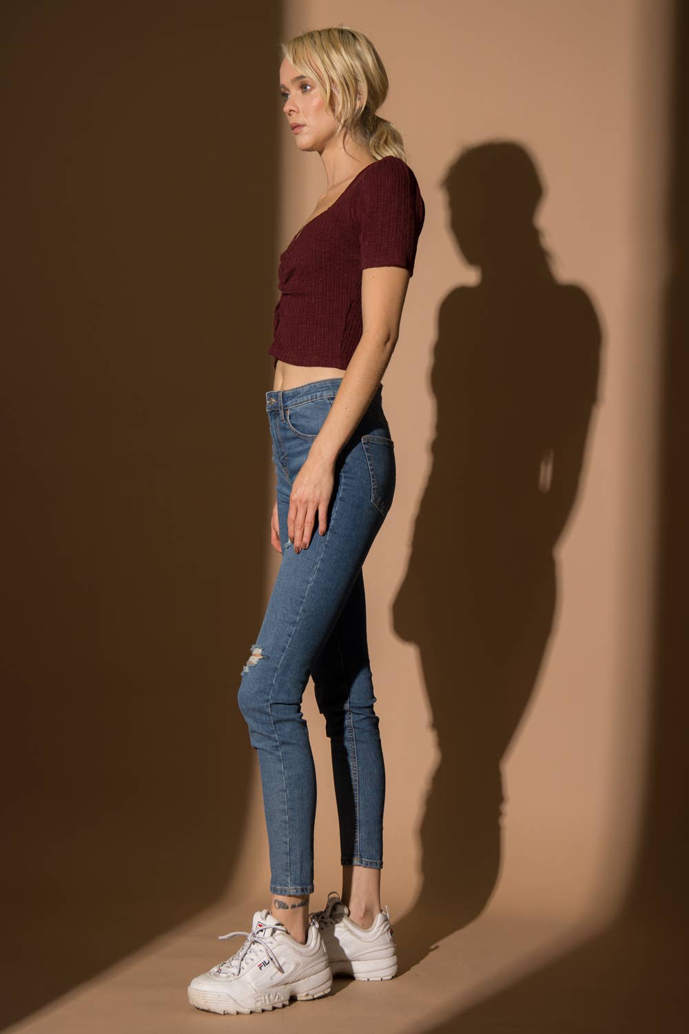 LENA - Wholesale Knit Top - Women's - Knit Rib Short Sleeve Sweet Heart Neck Cinched Top9