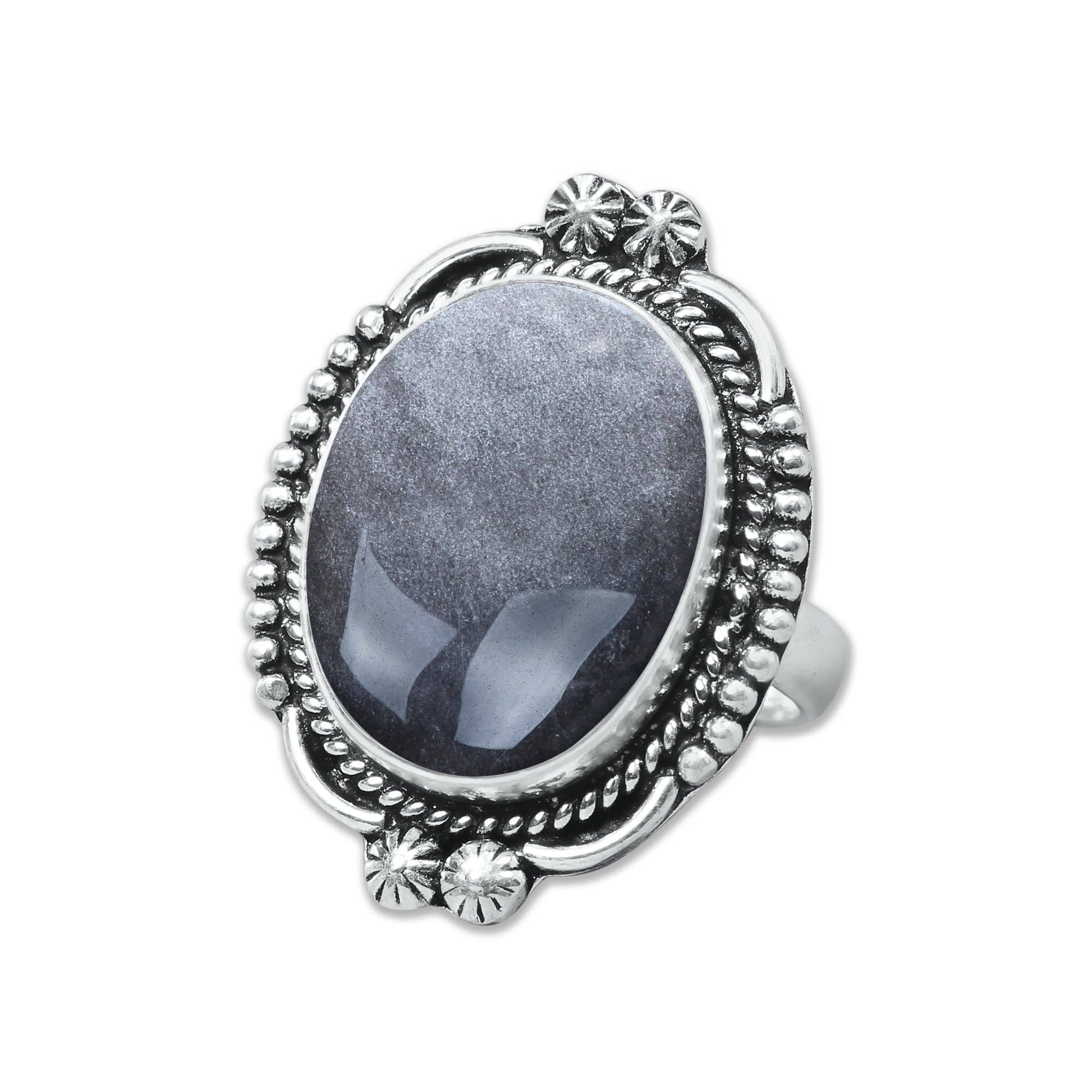 Handmade Jewels - Wholesale Cocktail/statement ring - Silver Sheen Obsidian Rings – Handmade, Silver-Plated, Mystical Glow (Made to Order)2