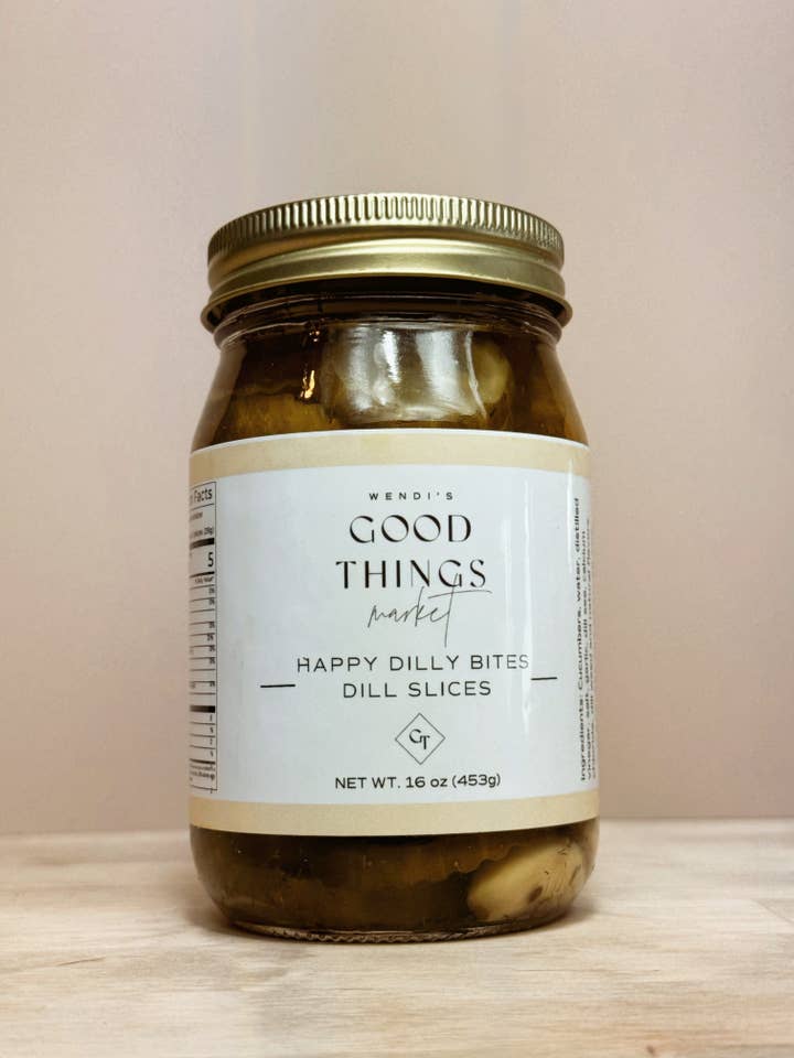Tranches de cornichons à l'aneth Happy Dilly Bites pour la vente par Wendi’s Good Things Market